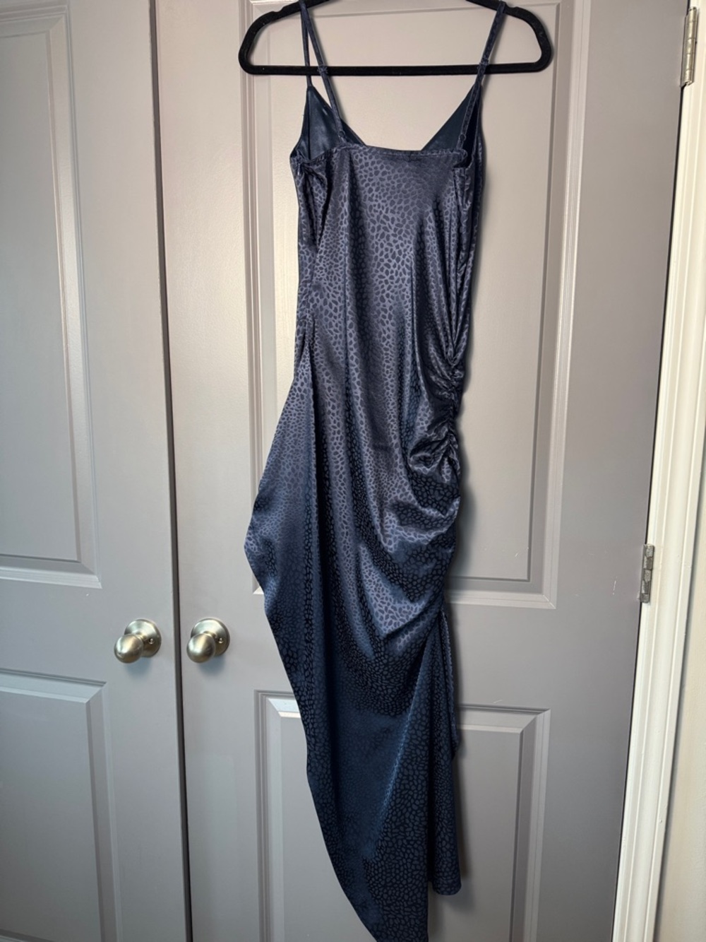 Navy Silk Ruched High/Low Dress Size Small - Picture 8 of 11